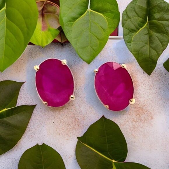 Natural Ruby Stud Earrings 14k Yellow Gold 4.18 TW Certified 307907 - Picture 9 of 12